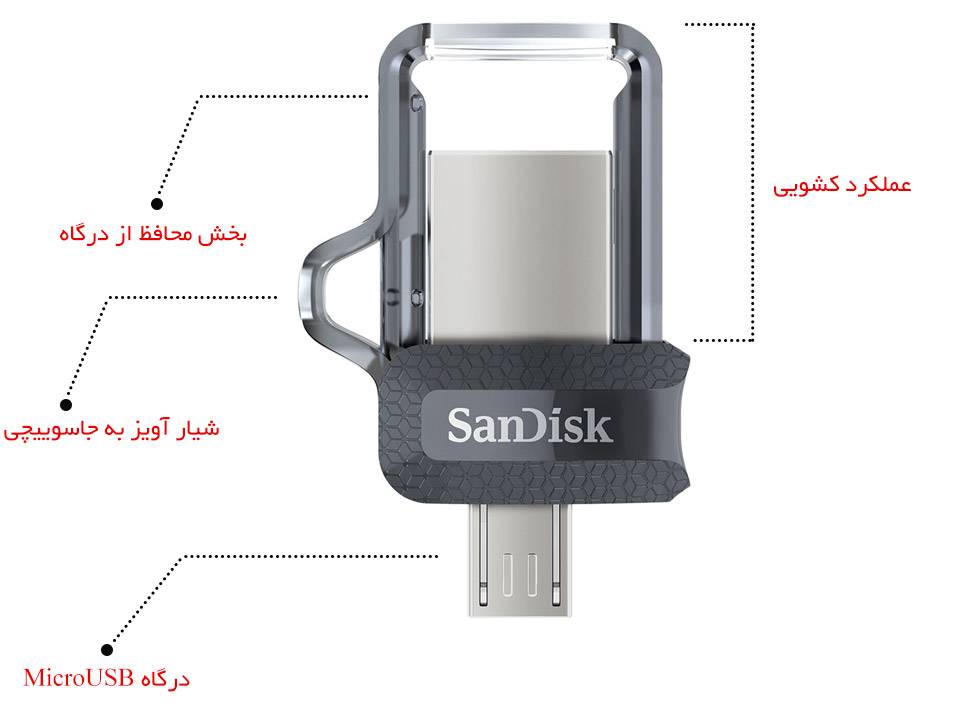 فلش مموری SanDisk  Ultra Dual USB Drive 3.0 ظرفيت 16 گيگابايت