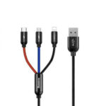 کابل تبدیل USB به microUSB/USB-C/لایتنینگ باسئوس مدل CAMLT-BSY01 طول 1.2 متر