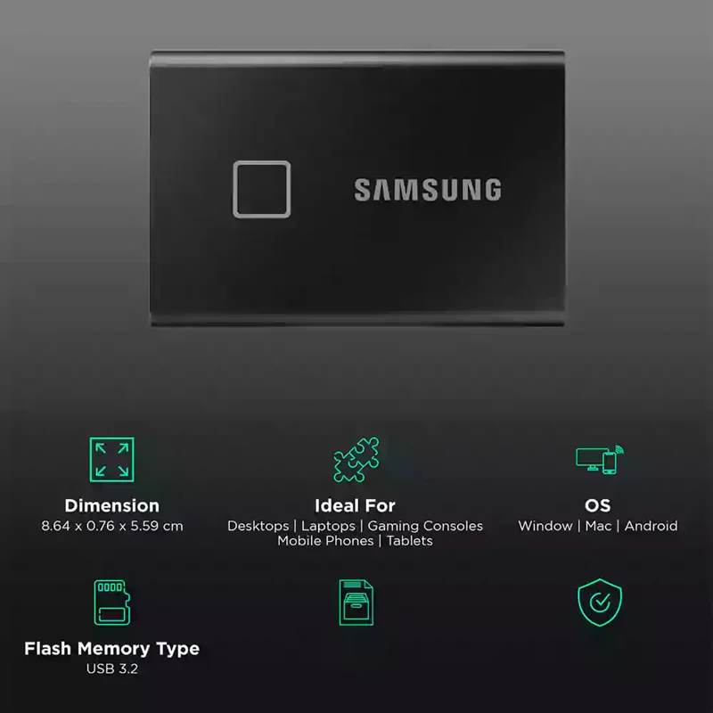 اس اس دی اکسترنال سامسونگ T7 Touch ظرفیت 2 ترابایت