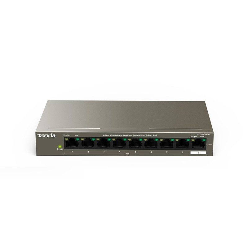 سوییچ 9 پورت TENDA POE مدل TEF1109P-8-63W