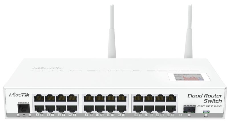 سوییچ هوشمند 24 پورت MikroTik مدل CRS125-24G-1S-2HnD-IN